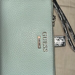GUESS Light Green Clutch with Snakeskin Detail